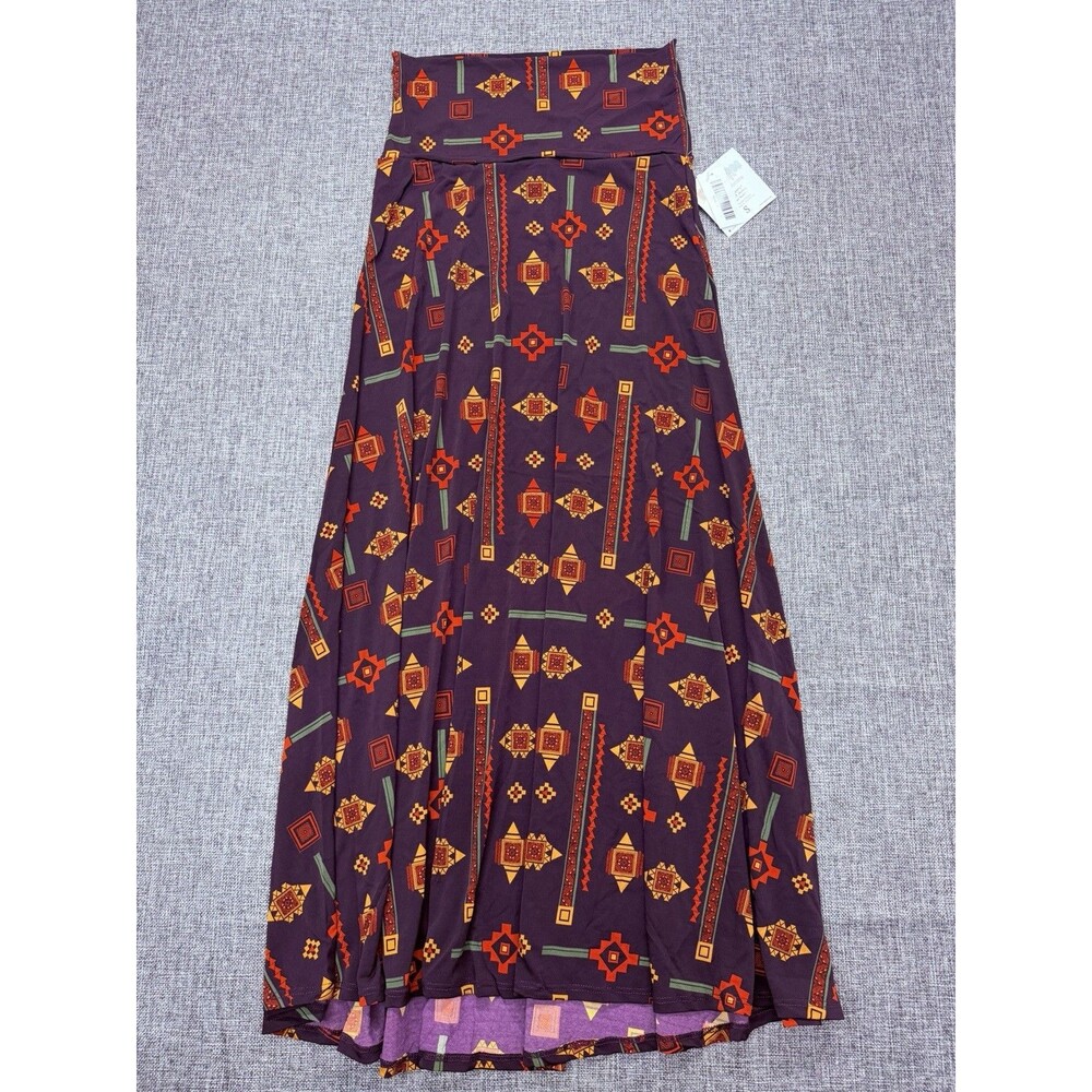 Lularoe NWT Sz S Strapless Maxi Dress Purple Multi Colored Geometric Print